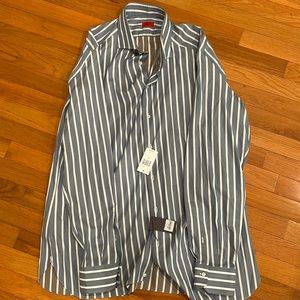 Isaia mens blue button down shirt